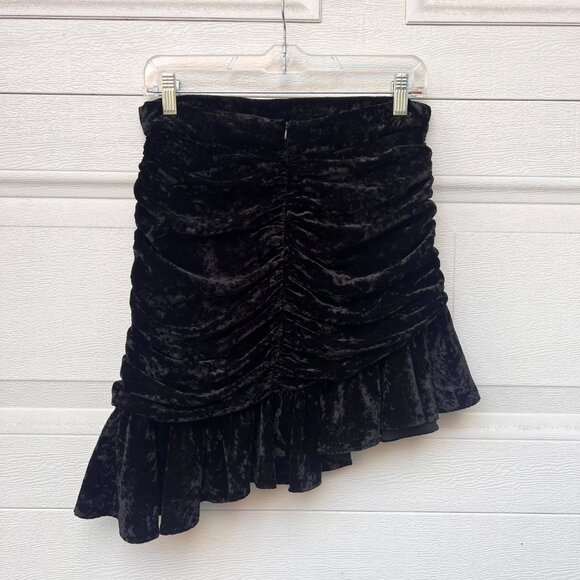 Zara Velvet Ruffle Asymmetrical High Waist Mini Skirt -Holiday, Party, Date - Picture 3 of 5
